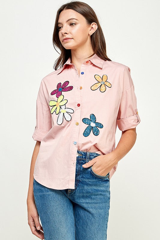Blusa Flores de Lentejuelas