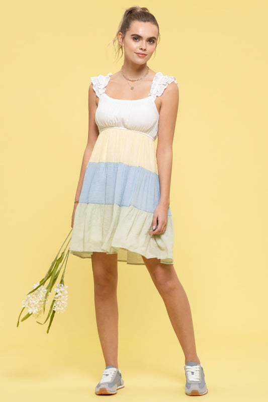 Color-block Tiered Dress